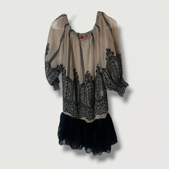 Lili Lovely Tops - Lili Lovely Semi Sheer Lace Trim Peasant Blouse Size 1X
